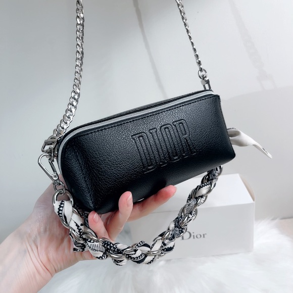 🖤New Dior Cosmetic Mini Square Pouch DIY /Crossbody/Tote🖤 - Picture 5 of 12